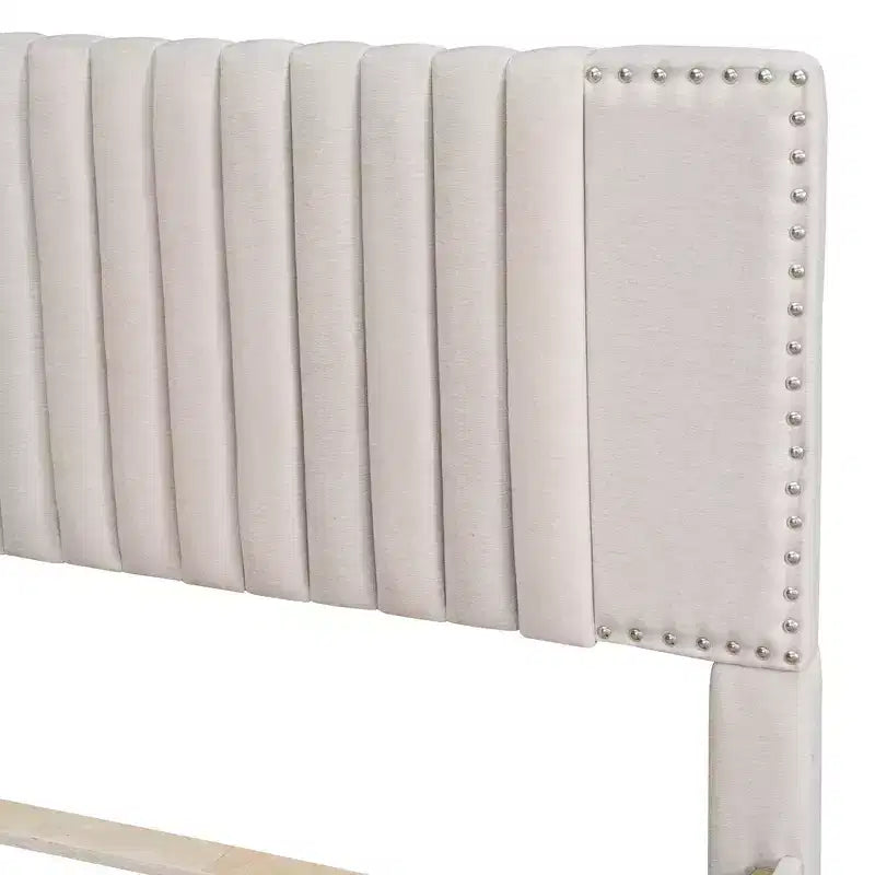 Lit plateforme moderne rembourré Luxystar avec 2 tiroirs et 1 lit gigogne