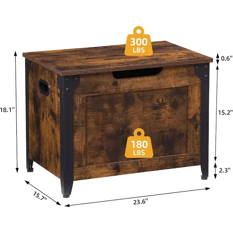 Coffre de rangement en bois avec couvercle, banc de rangement avec charnière de sécurité et couvercle relevable pour entrée, chambre, salon