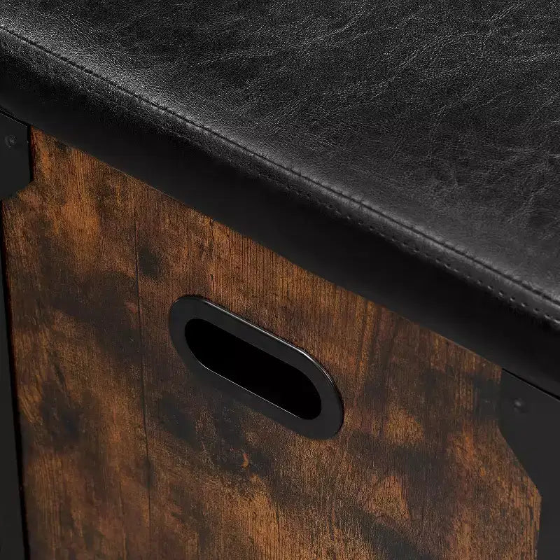 Coffre de rangement en bois avec couvercle, banc de rangement avec charnière de sécurité et couvercle relevable pour entrée, chambre, salon