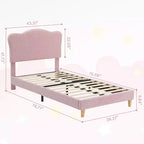 Cadre de lit double rembourré avec tête de lit, lit pour enfants de 77x39,4 pouces, cadre de lit plateforme rembourré doux, support de lattes en bois robuste, rose