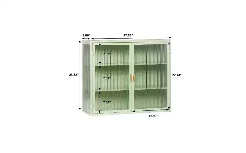 TUYOHW Armoire buffet moderne et concise à 3 niveaux, armoire de rangement en fer et verre trempé avec 2 portes, armoire murale, armoire de garde-manger pour l'organisation de la maison