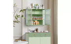 TUYOHW Armoire buffet moderne et concise à 3 niveaux, armoire de rangement en fer et verre trempé avec 2 portes, armoire murale, armoire de garde-manger pour l'organisation de la maison