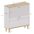 Meuble à chaussures étroit pour entrée, range-chaussures compact sur pied avec 2 tiroirs basculants et pieds en bois naturel, peut contenir 8 à 16 paires de chaussures, pour entrée