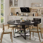 Tables de salle à manger pour 4 personnes, ensemble table à manger ronde avec rangement, table de cuisine haute ronde de 120 cm