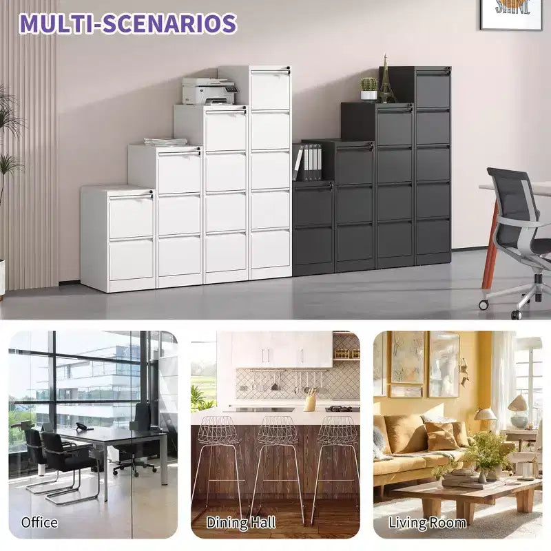 VIYET 52H Classeur vertical métallique à 3 tiroirs avec serrure, armoire de classement en acier pour bureau à domicile, convient aux formats A4/Legal/Letter