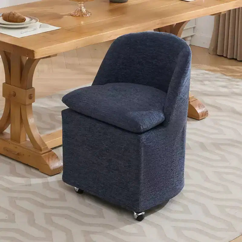 Chaises de salle à manger Chenille avec base pivotante et roulettes, lot de 2 chaises baquets roulantes à 360° avec dossier incurvé pour salle à manger, restaurant