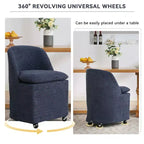 Chaises de salle à manger Chenille avec base pivotante et roulettes, lot de 2 chaises baquets roulantes à 360° avec dossier incurvé pour salle à manger, restaurant