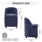 Chaises de salle à manger Chenille avec base pivotante et roulettes, lot de 2 chaises baquets roulantes à 360° avec dossier incurvé pour salle à manger, restaurant