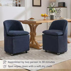 Chaises de salle à manger Chenille avec base pivotante et roulettes, lot de 2 chaises baquets roulantes à 360° avec dossier incurvé pour salle à manger, restaurant