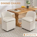 Chaises de salle à manger Chenille avec base pivotante et roulettes, lot de 2 chaises baquets roulantes à 360° avec dossier incurvé pour salle à manger, restaurant
