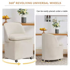 Chaises de salle à manger Chenille avec base pivotante et roulettes, lot de 2 chaises baquets roulantes à 360° avec dossier incurvé pour salle à manger, restaurant