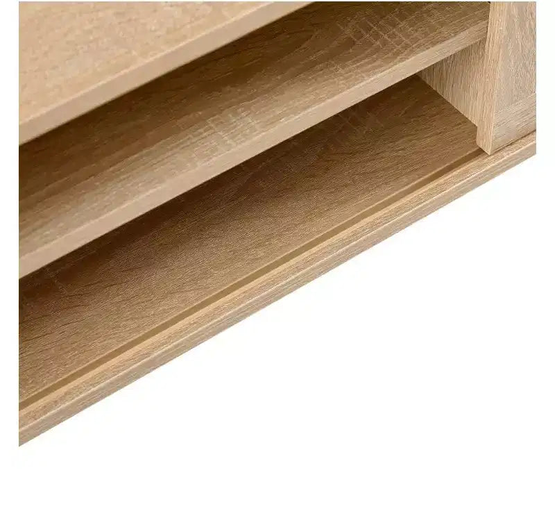 Meuble TV 55.12 en rotin en bois massif et MDF, naturel
