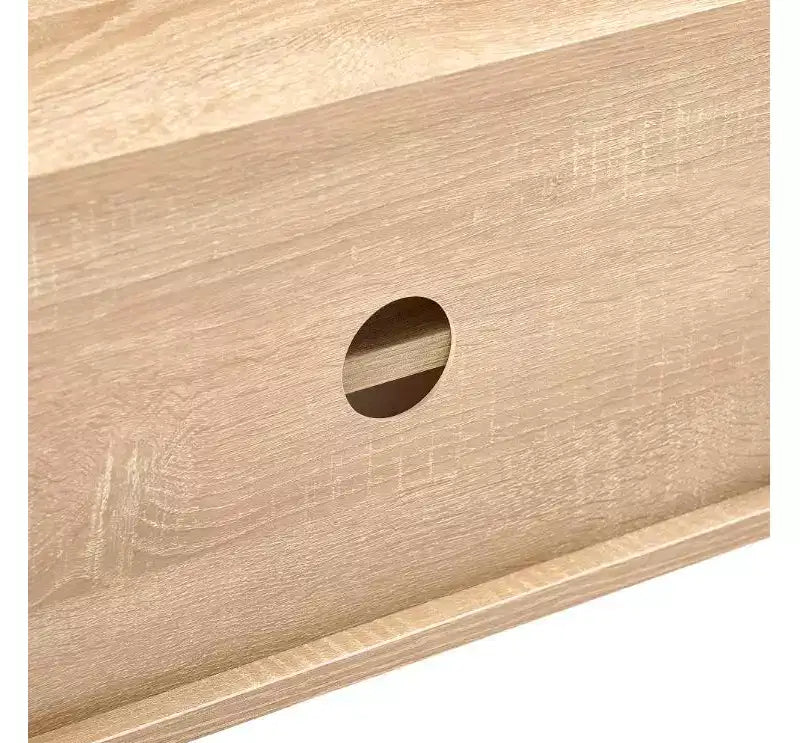 Meuble TV 55.12 en rotin en bois massif et MDF, naturel