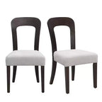 Lot de 2 chaises de salle à manger en bois, chaises d'appoint modernes sans accoudoirs avec dossier creux, siège rembourré et capacité de 150 kg pour le salon ou la cuisine
