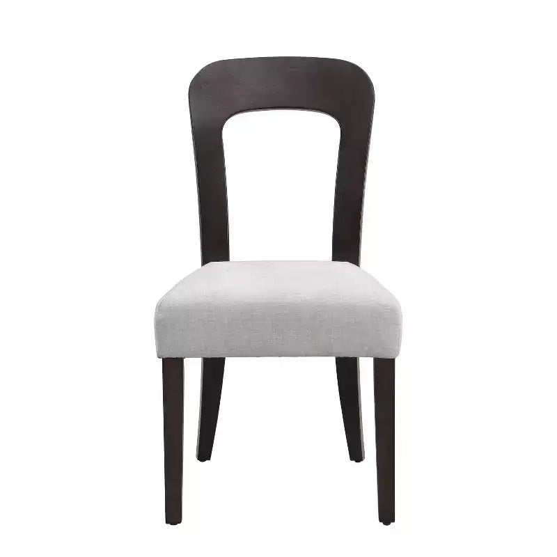 Lot de 2 chaises de salle à manger en bois, chaises d'appoint modernes sans accoudoirs avec dossier creux, siège rembourré et capacité de 150 kg pour le salon ou la cuisine