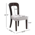 Lot de 2 chaises de salle à manger en bois, chaises d'appoint modernes sans accoudoirs avec dossier creux, siège rembourré et capacité de 150 kg pour le salon ou la cuisine