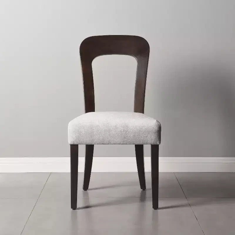 Lot de 2 chaises de salle à manger en bois, chaises d'appoint modernes sans accoudoirs avec dossier creux, siège rembourré et capacité de 150 kg pour le salon ou la cuisine