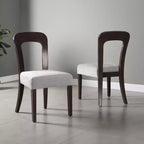 Lot de 2 chaises de salle à manger en bois, chaises d'appoint modernes sans accoudoirs avec dossier creux, siège rembourré et capacité de 150 kg pour le salon ou la cuisine