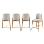 Tabourets de comptoir rembourrés Christopher Knight Home Alexandra Farmhouse en bois d'hévéa avec dossier incurvé (lot de 4)