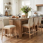 Christopher Knight Home Alexandra Farmhouse Rubberwood Upholstered Counter Stools with Curved Backrest (Set of 4)