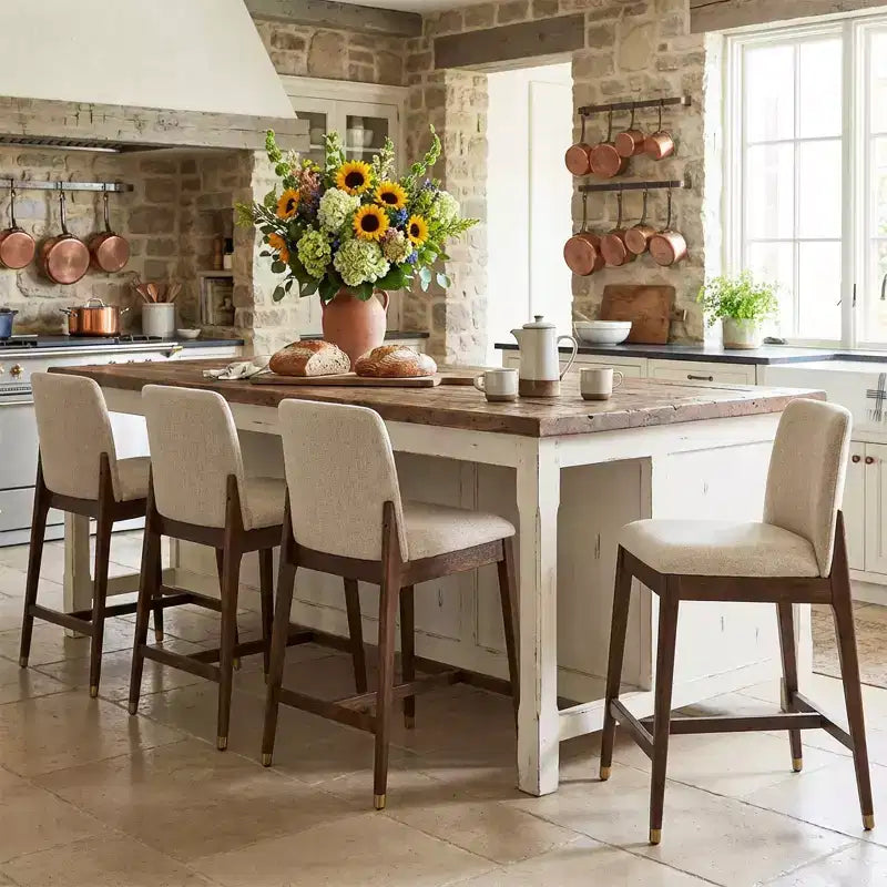 Tabourets de comptoir rembourrés Christopher Knight Home Alexandra Farmhouse en bois d'hévéa avec dossier incurvé (lot de 4)