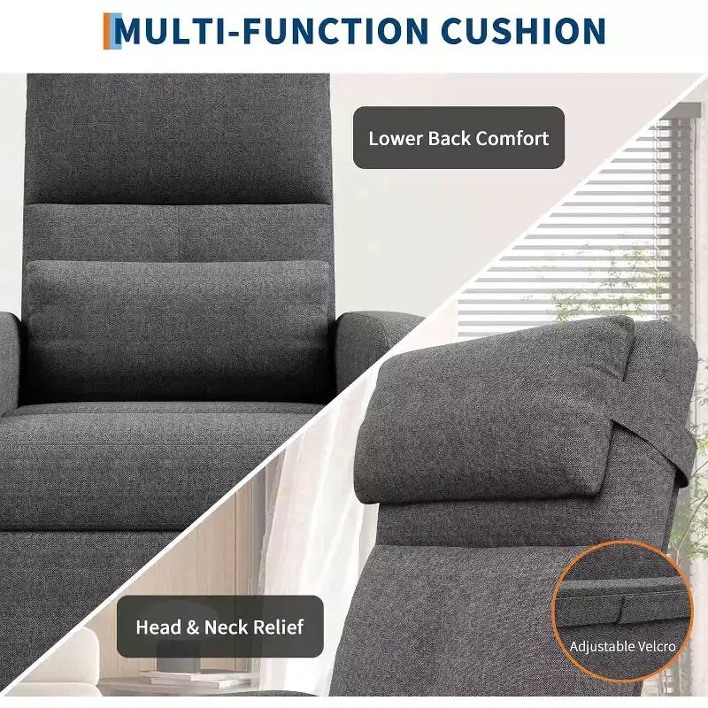 Fauteuil inclinable électrique Acekool pour adultes, canapé simple ergonomique réglable électriquement, fauteuil à bascule surdimensionné avec poches latérales et port de chargement USB