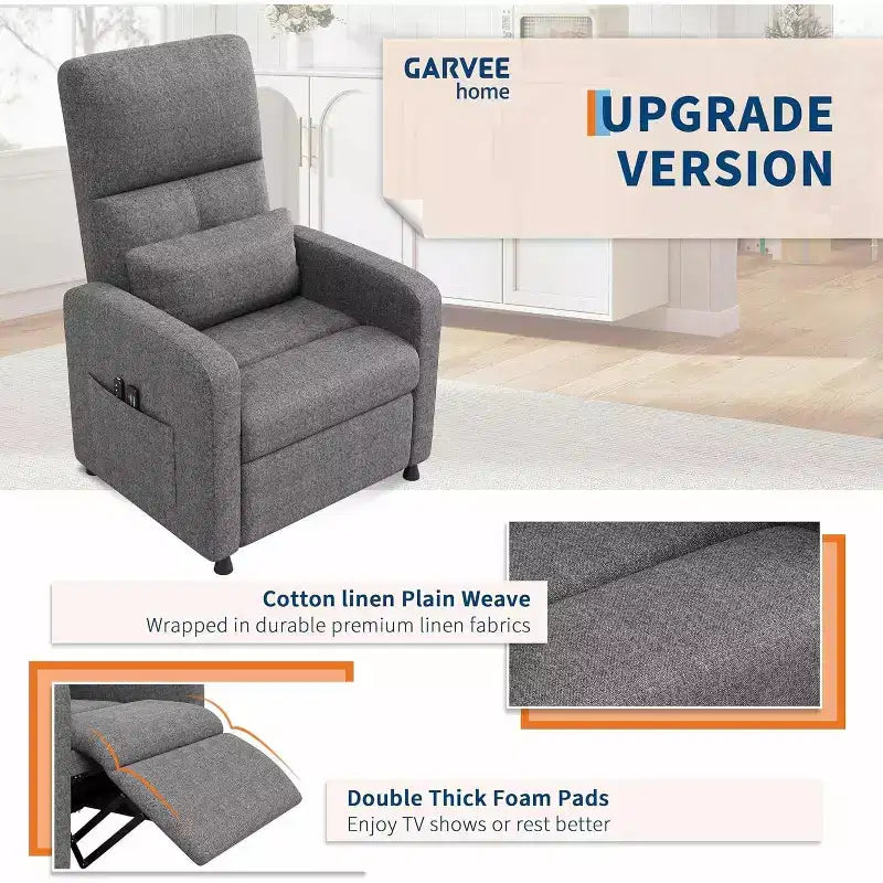 Fauteuil inclinable électrique Acekool pour adultes, canapé simple ergonomique réglable électriquement, fauteuil à bascule surdimensionné avec poches latérales et port de chargement USB