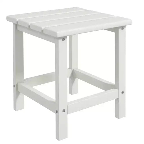 Adirondack Outdoor Side Table HDPE Weather Resistant Patio End Table - White