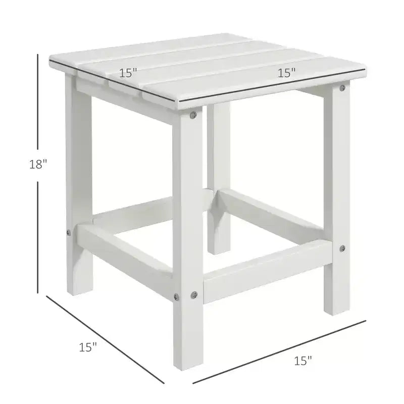 Table d'appoint d'extérieur Adirondack en PEHD résistante aux intempéries pour patio - Blanche