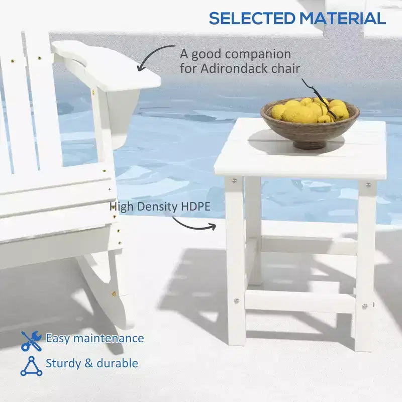 Table d'appoint d'extérieur Adirondack en PEHD résistante aux intempéries pour patio - Blanche