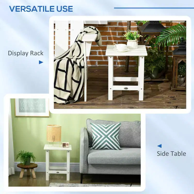 Table d'appoint d'extérieur Adirondack en PEHD résistante aux intempéries pour patio - Blanche