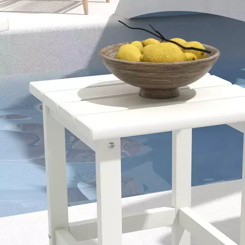 Table d'appoint d'extérieur Adirondack en PEHD résistante aux intempéries pour patio - Blanche