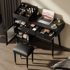 Ensemble coiffeuse compacte GDFStudio Ramesh avec tabouret, port de charge, tiroirs, meuble de rangement