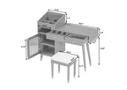Ensemble coiffeuse compacte GDFStudio Ramesh avec tabouret, port de charge, tiroirs, meuble de rangement