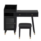Ensemble coiffeuse compacte GDFStudio Ramesh avec tabouret, port de charge, tiroirs, meuble de rangement