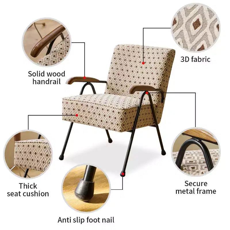 Fauteuil moderne en tissu TUYOHW, fauteuil d'appoint à dossier haut avec design à oreilles, piètement en métal en X, canapé-fauteuil rembourré doux pour salon, bureau, chambre à coucher