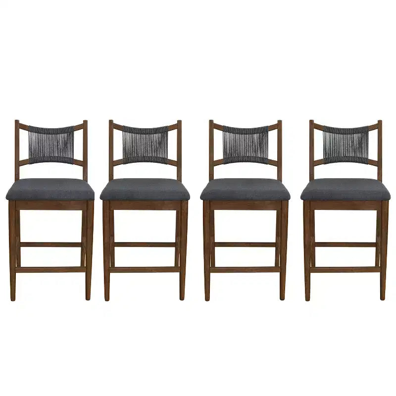 Tabourets de comptoir rembourrés modernes en bois d'hévéa Natalie Christopher Knight Home avec dossier en corde tressée (lot de 4)