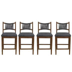 Tabourets de comptoir rembourrés modernes en bois d'hévéa Natalie Christopher Knight Home avec dossier en corde tressée (lot de 4)