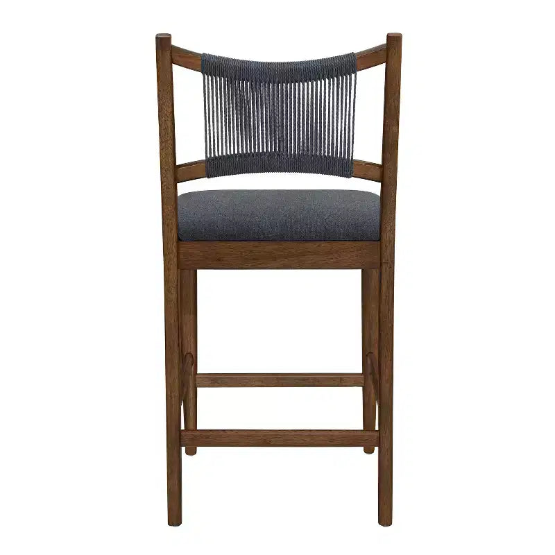 Tabourets de comptoir rembourrés modernes en bois d'hévéa Natalie Christopher Knight Home avec dossier en corde tressée (lot de 4)