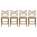 Tabourets de comptoir rembourrés modernes en bois d'hévéa Natalie Christopher Knight Home avec dossier en corde tressée (lot de 4)
