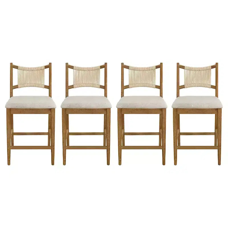 Tabourets de comptoir rembourrés modernes en bois d'hévéa Natalie Christopher Knight Home avec dossier en corde tressée (lot de 4)