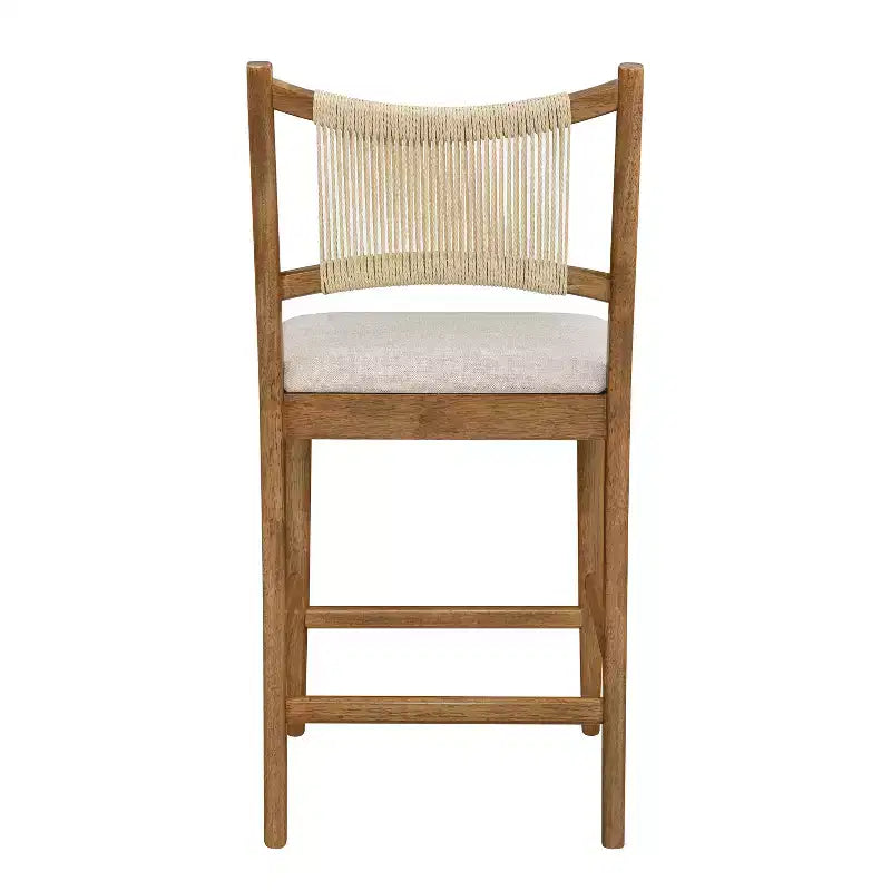 Tabourets de comptoir rembourrés modernes en bois d'hévéa Natalie Christopher Knight Home avec dossier en corde tressée (lot de 4)