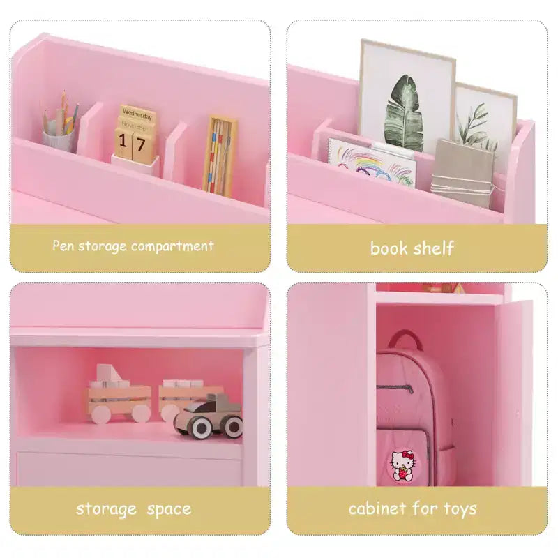 Bureau d'étude pour enfants avec chaise et meuble de rangement Table d'étude en bois pour chambre de garçons/filles ou salle d'étude