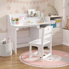 Bureau d'étude pour enfants avec chaise et meuble de rangement Table d'étude en bois pour chambre de garçons/filles ou salle d'étude