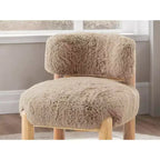 Fauteuil d'appoint sans accoudoirs en peluche de luxe en fausse fourrure, pieds en bois élégants pour salon, chambre, appartement ou balcon - Panipeachy