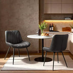 Dining Chairs Set of 2, Upholstered Kitchen Chair with Metal Legs, Faux Leather Armless Side Chairs for Living Dining Room Restaurant, Only Chair