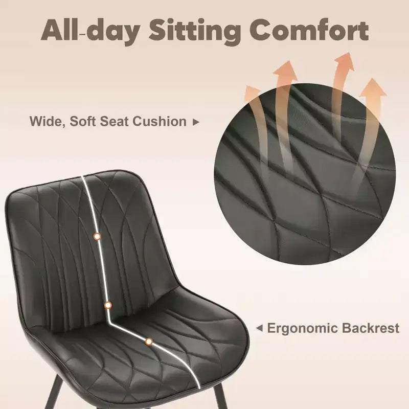 Lot de 2 chaises de salle à manger, chaises de cuisine rembourrées avec pieds en métal, chaises d'appoint sans accoudoirs en similicuir pour salon, salle à manger, restaurant, chaise uniquement