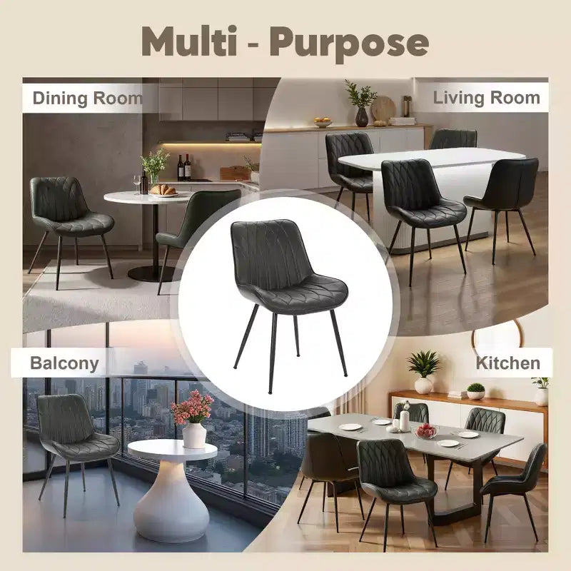 Lot de 2 chaises de salle à manger, chaises de cuisine rembourrées avec pieds en métal, chaises d'appoint sans accoudoirs en similicuir pour salon, salle à manger, restaurant, chaise uniquement