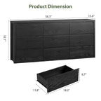 COZONY Commode en bois à 9 tiroirs, Meuble de rangement sans poignée pour chambre à coucher, salon et couloir, avec dispositif anti-basculement