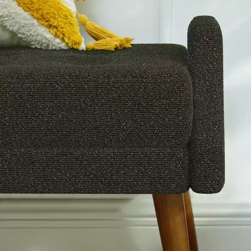 Banc ottoman moderne TUYOHW avec accoudoirs géométriques irréguliers, tabouret de coiffeuse rembourré avec pieds en bois, banc d'entrée pour chambre à coucher, salon